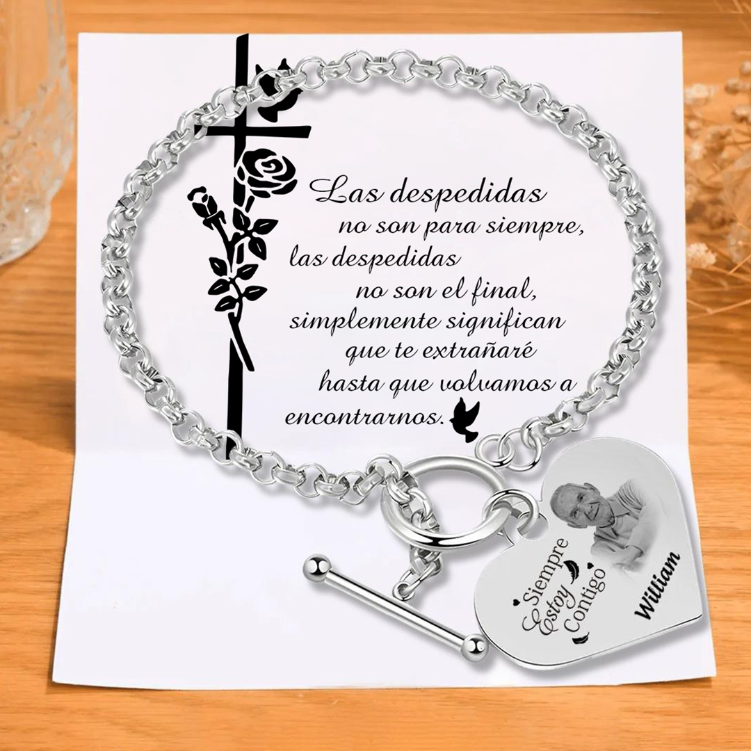 Pulsera Conmemorativa en Corazón con 1 Nombre y Foto Pulsera Personalizada | Jessemade