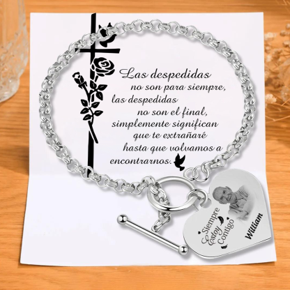 Pulsera Conmemorativa en Corazón con 1 Nombre y Foto Pulsera Personalizada | Jessemade