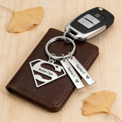 A mi papá - Llavero Superman con 2 nombres personalizados con texto