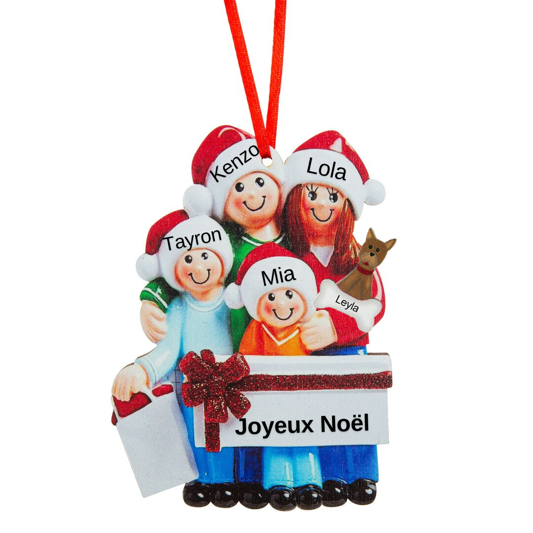 Navidad-Muñeco Ornamento Navideño 4 Nombres y Texto Personalizados Adorno de Madera
