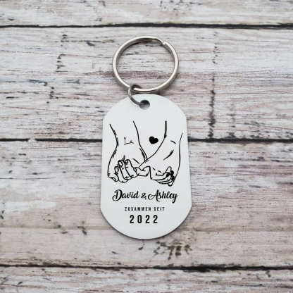 Llavero dedos cogidos personalizado con 2 nombres, texto, año y 1 foto para pareja-Jessemade ES
