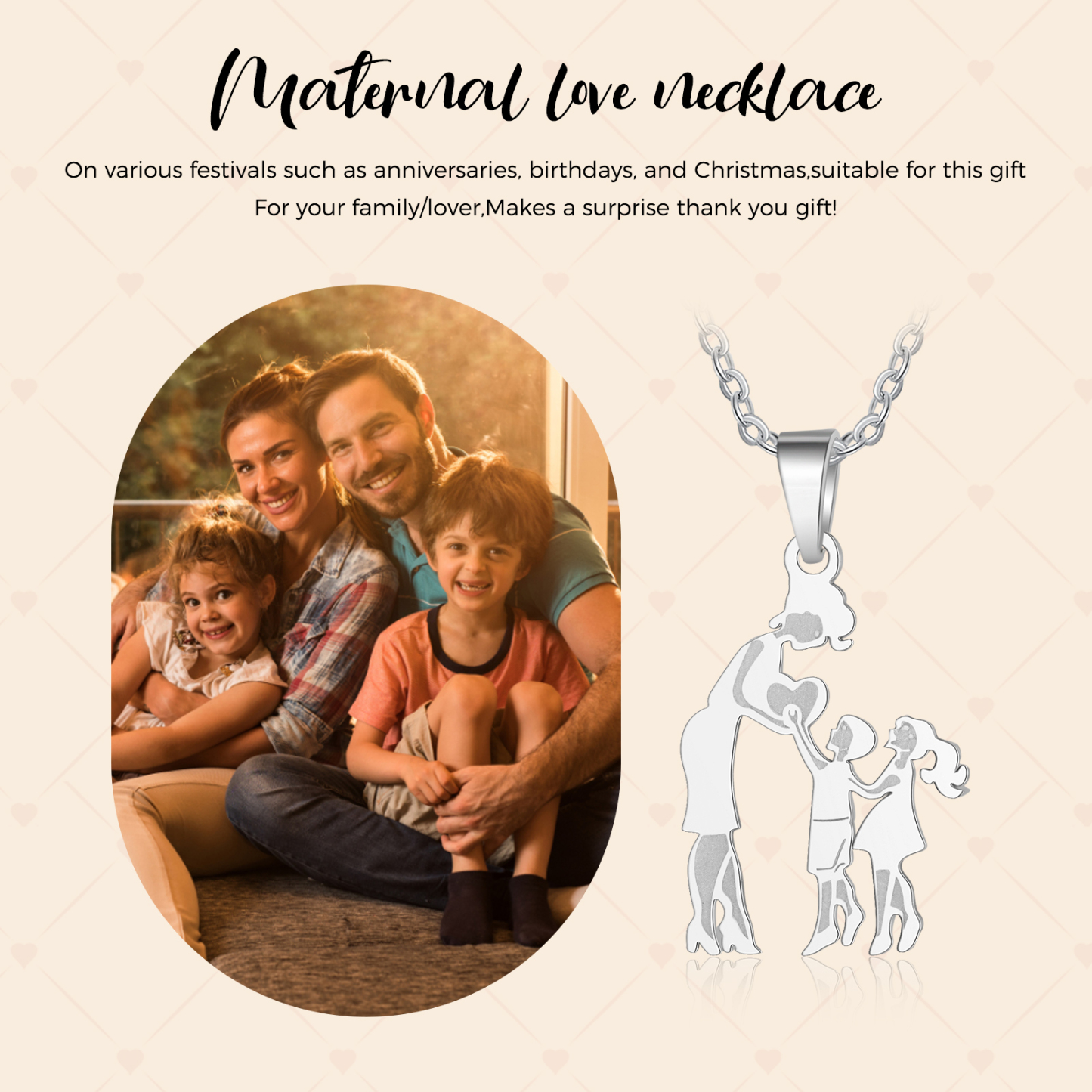 Collar con colgante de madre y dos hijos/hijas amor entre mamá y niños-Jessemade ES