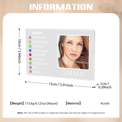 Vuelta al cole-Placa de acrílico en forma de rectángulo con nombre y foto personalizados