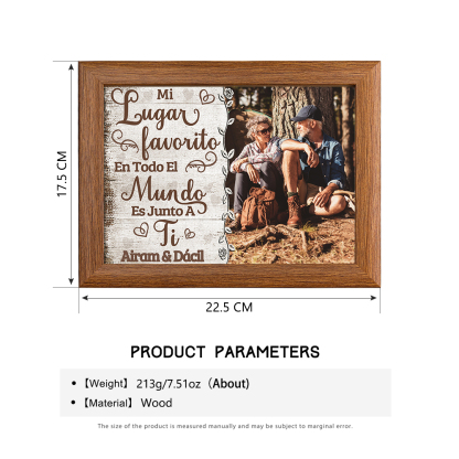 Marco de 1 foto de madera para pareja 2 nombres personalizados-Jessemade ES