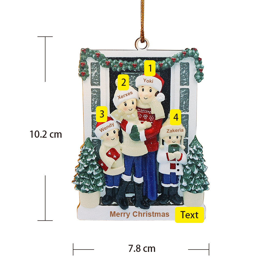 Navidad-Ornamentos Navideños de Madera Familia de 2-5 nombres Personalizados con Texto