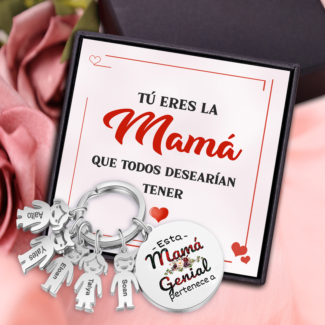 A mi mamá - Llavero 1-5 Nombres Personalizado con Charms de Niños-Jessemade ES