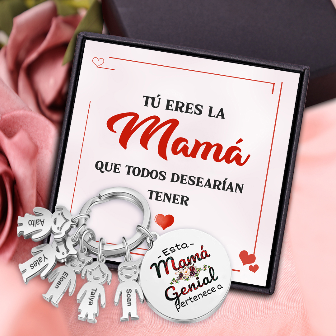 A mi mamá - Llavero 1-5 Nombres Personalizado con Charms de Niños-Jessemade ES