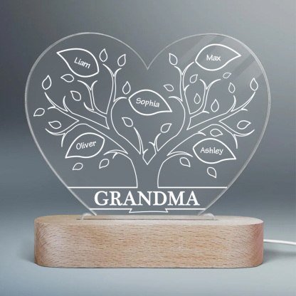 A mi mamá/abuela-Lámpara Personalizada con 2-8 Nombres y Texto "árbol de la vida" 3D Ilusión Luz de Noche-Jessemade ES