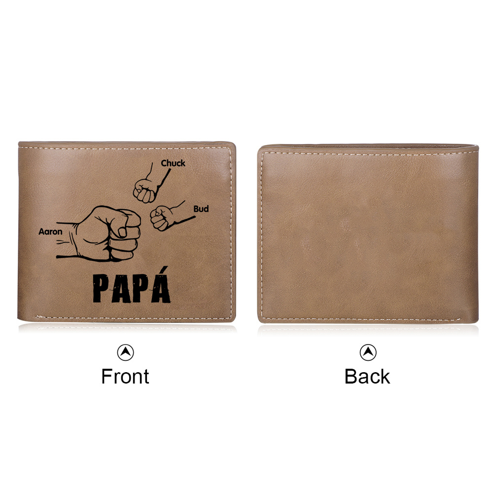 A mi papá-Cartera 2-5 nombres y foto personalizados billetera clásica puño a puño -Jessemade ES