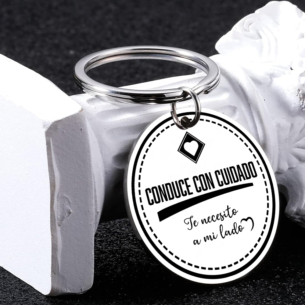 Llavero para pareja "Conduce con cuidado" 1 foto personalizada-Jessemade ES