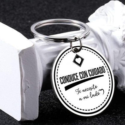 Llavero para pareja "Conduce con cuidado" 1 foto personalizada-Jessemade ES