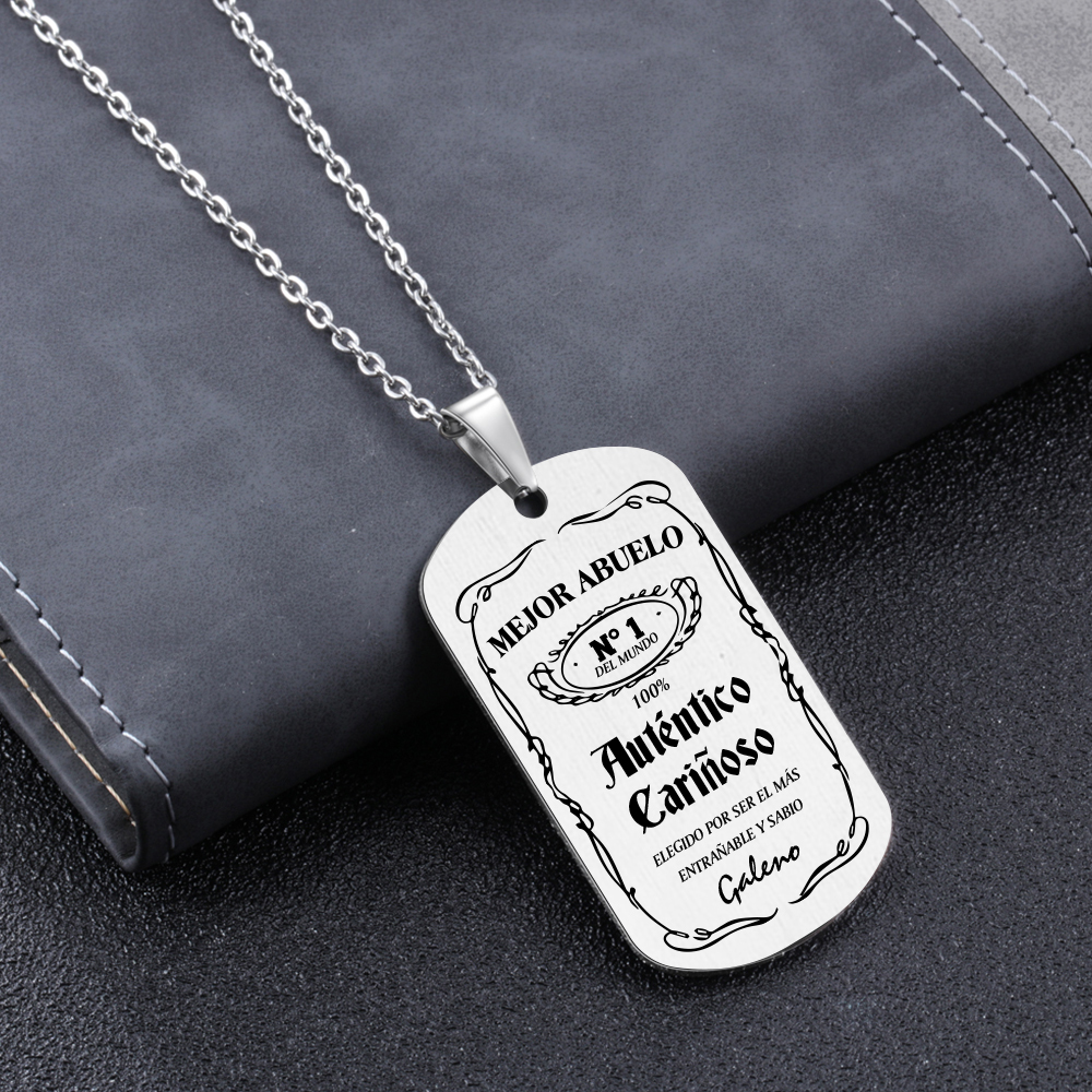 A MI ABUELO-Collar mejor abuelo de placa personalizada con 1 nombre-Jessemade ES