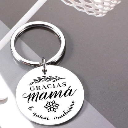 A mi mamá - Llavero de placa redonda "gracias mamá" con 1 foto personalizada-Jessemade ES