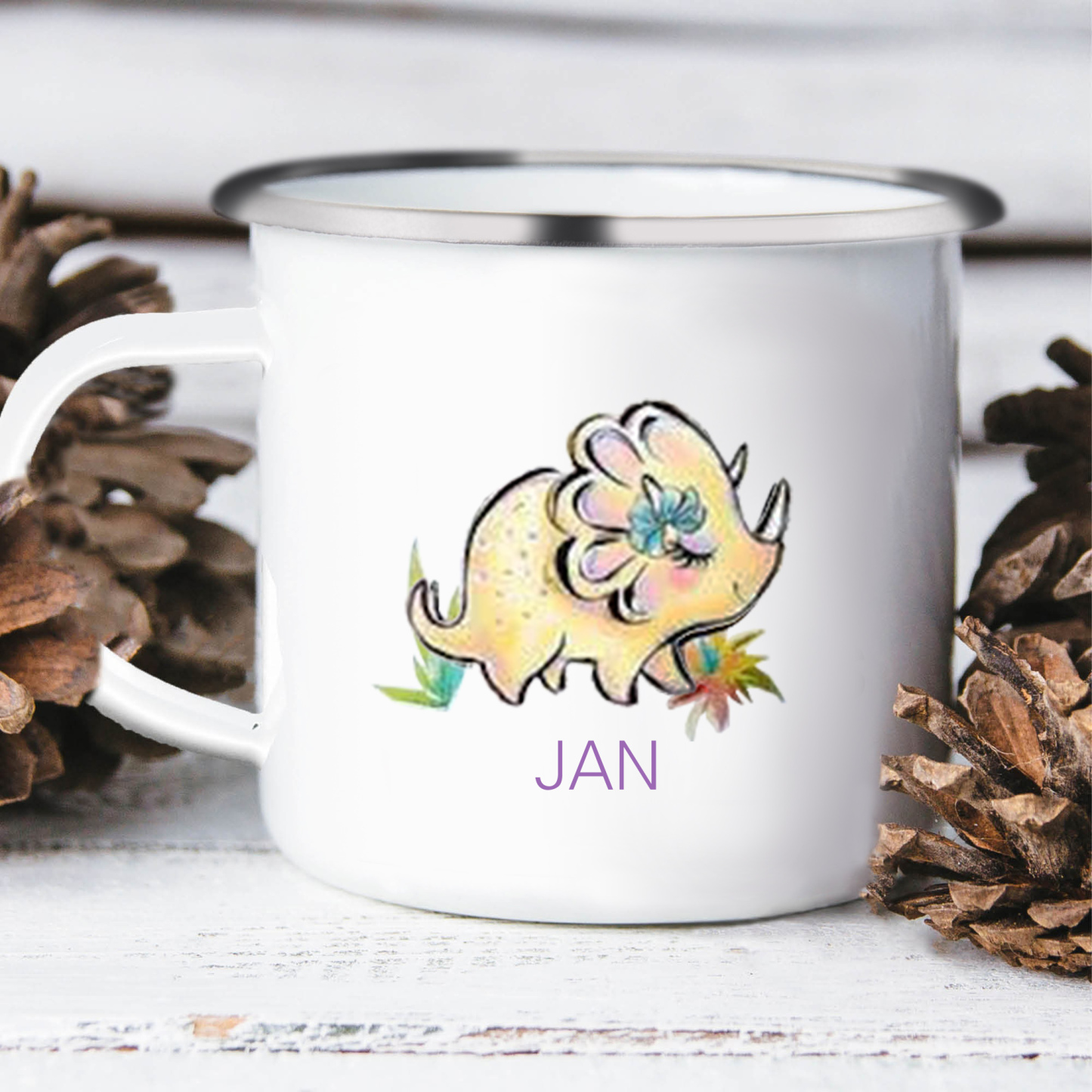 Taza con dinosaurios para niños con 1 nombre personalizado-Jessemade ES