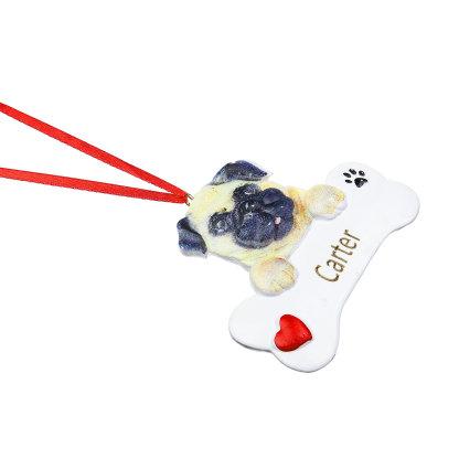 Navidad-Ornamento navideño de resina mascota perro Doguillo 1 nombre personalizado adorno del árbol