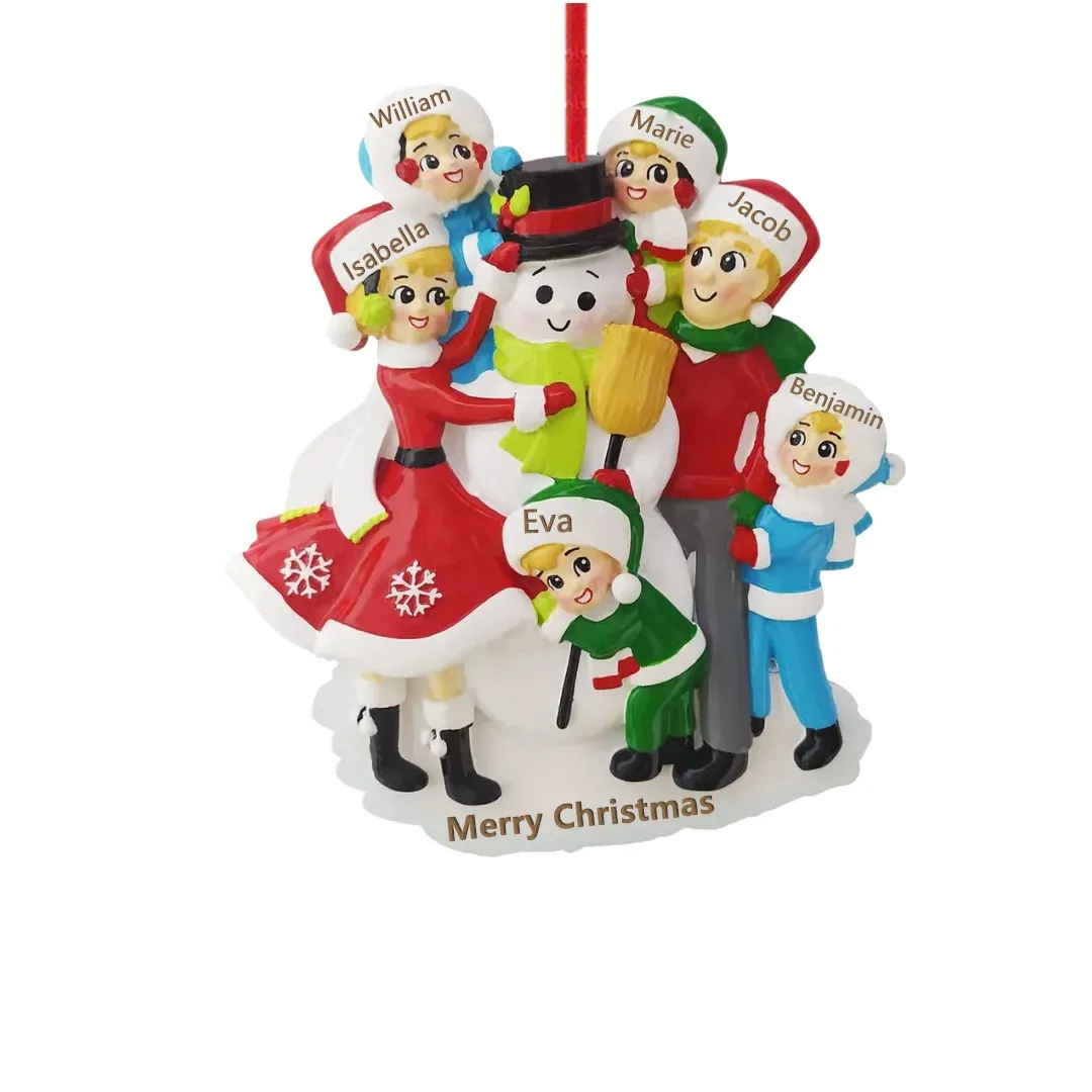Navidad-Muñecos Ornamentos Navideños 6 Nombres con Texto Personalizados Adorno de Madera