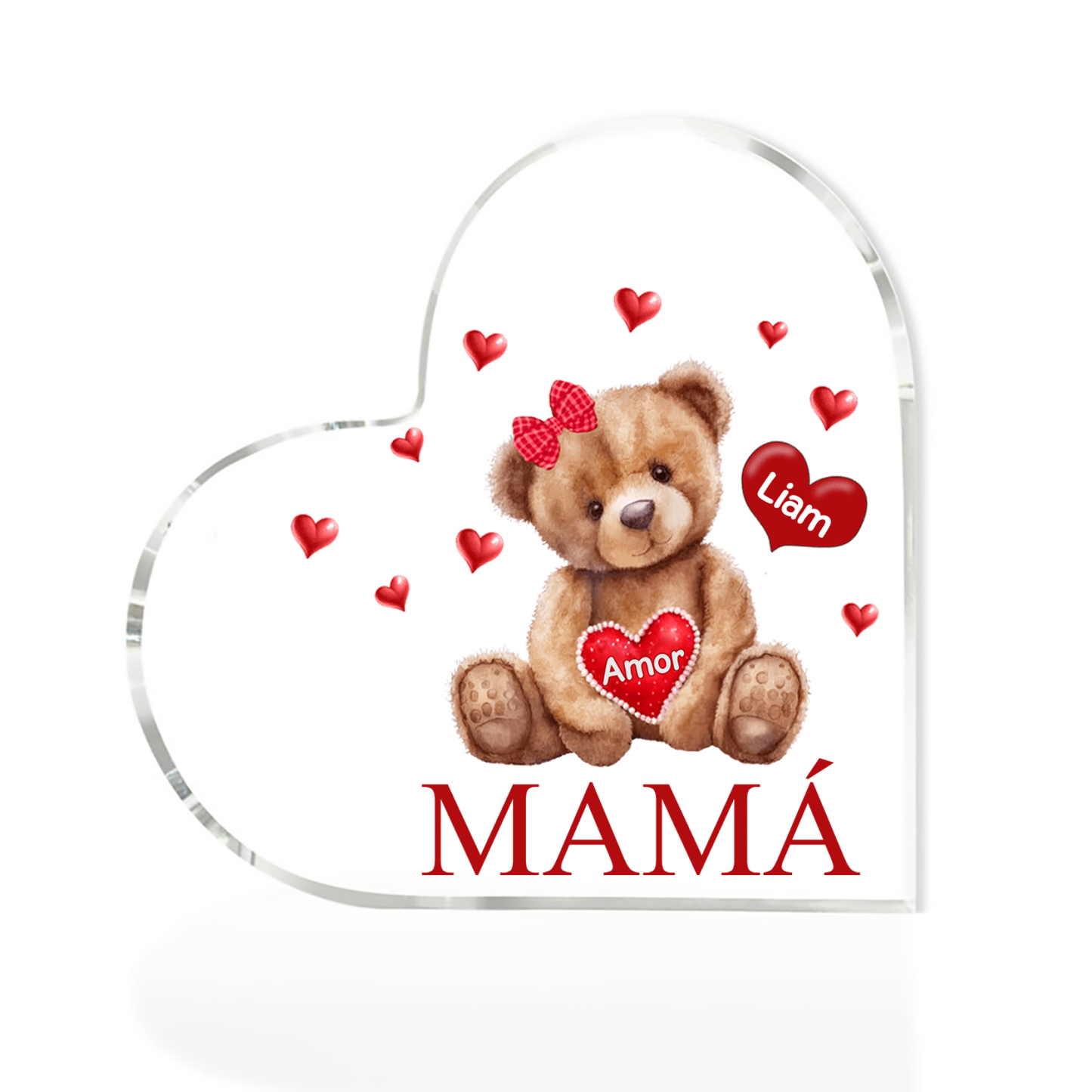 A mi mamá/abuela-Placa de acrílico "Nosotros" en forma de corazón 1 nombre y 1 texto personalizados-Jessemade ES