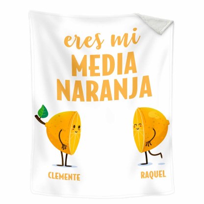 A mi querido/querida - Manta de buen calidad con media naranja y personalizada con 2 nombres-Jessemade ES