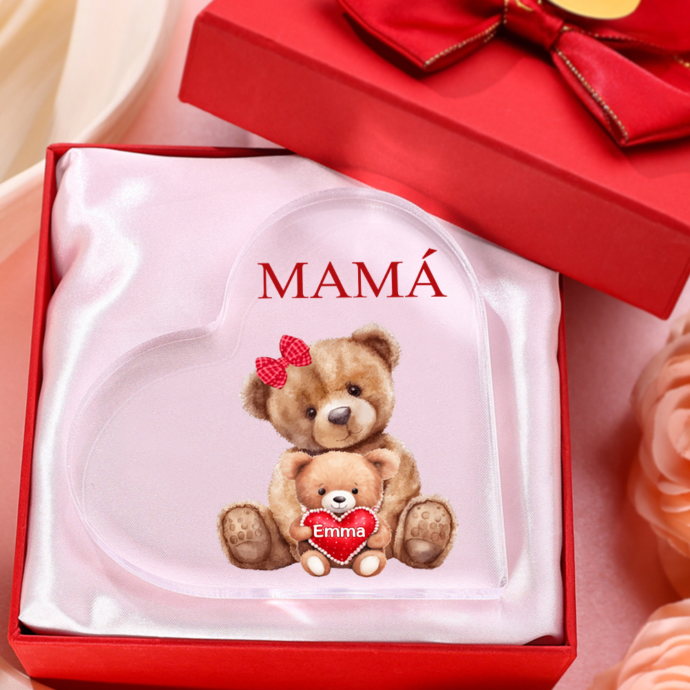 A mi mamá/abuela-Placa de acrílico "Nosotros" en forma de corazón 1 nombre y 1 texto personalizados-Jessemade ES