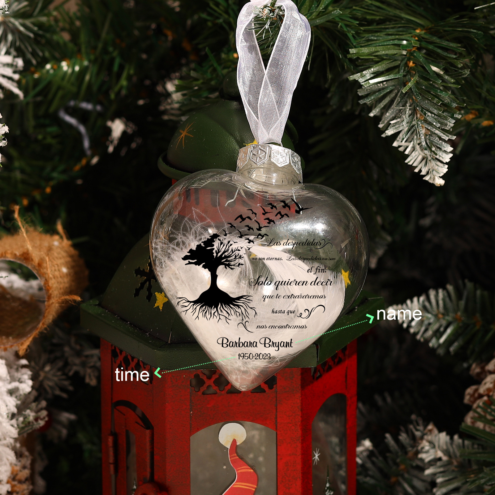 Bola navideña conmemorativa Adorno de Navidad 1 nombre y años personalizados con pluma -Jessemade ES