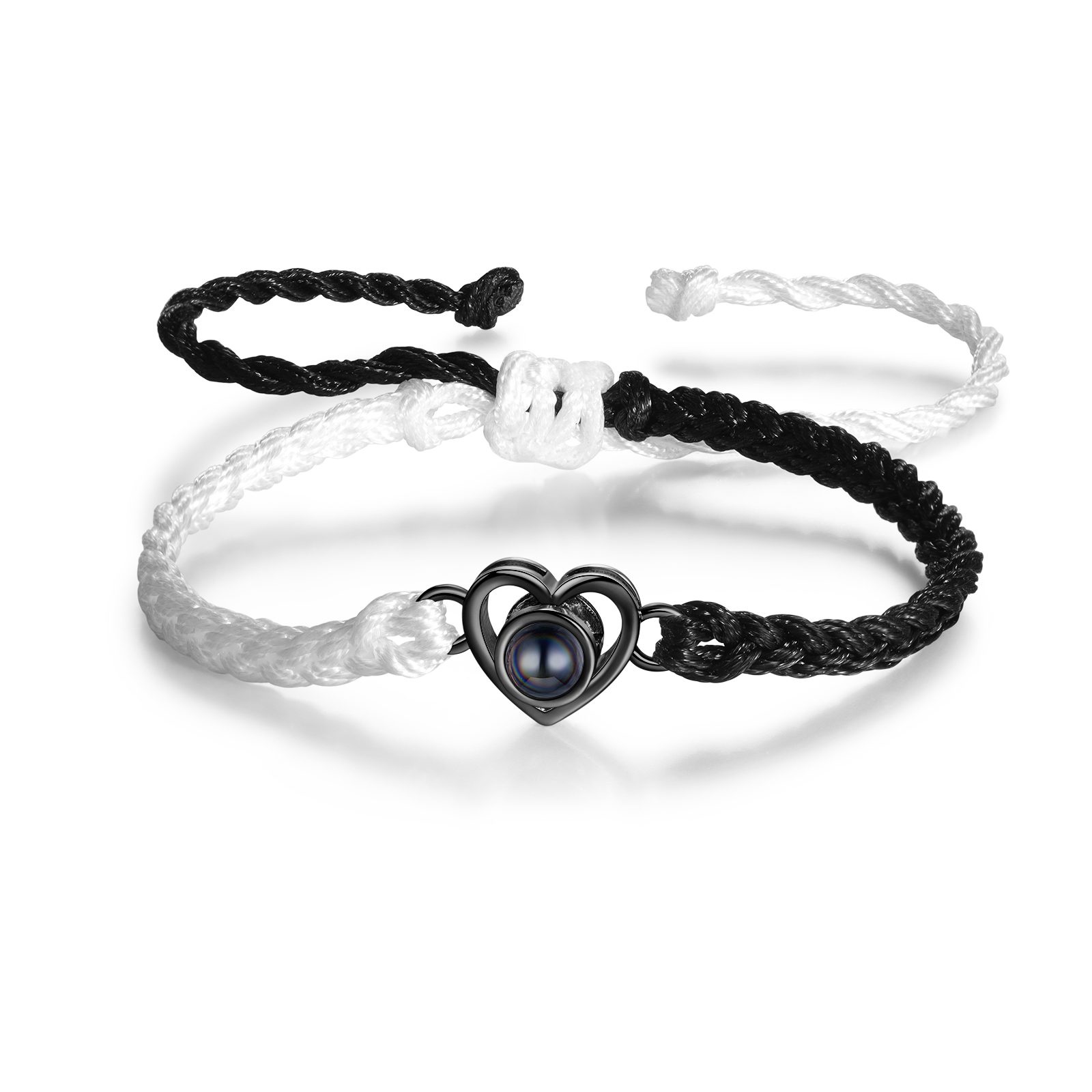 Pulsera de cuerda con proyección de foto en color con dije de corazón pulsera ajustable-Jessemade ES