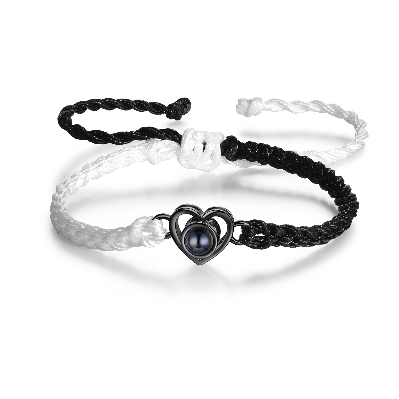 Pulsera de cuerda con proyección de foto en color con dije de corazón pulsera ajustable-Jessemade ES