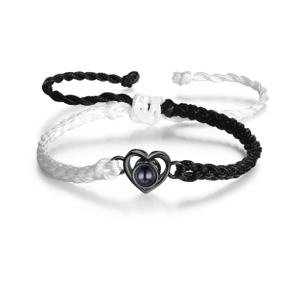 Pulsera de cuerda con proyección de foto en color con dije de corazón pulsera ajustable-Jessemade ES