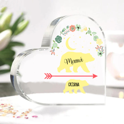 A mi mamá-Placa de acrílico en forma de corazón osos 1-6 nombres personalizados-Jessemade ES