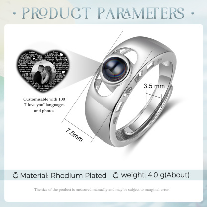 Anillo con proyección de foto anillo ajustable-Jessemade ES