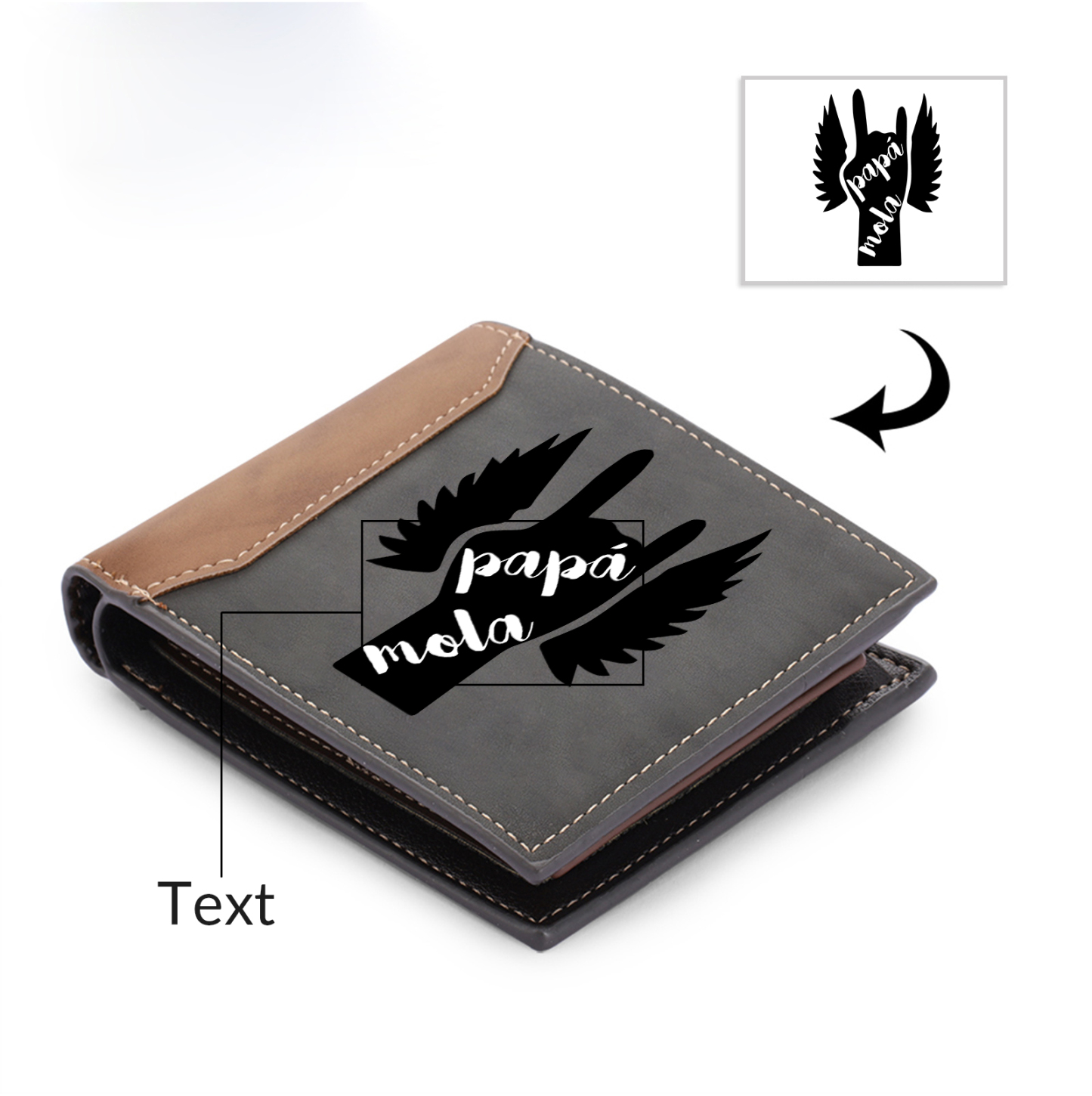 A mi papá-Cartera, billetera clásica 1 texto personalizado para hombre monedero-Jessemade ES