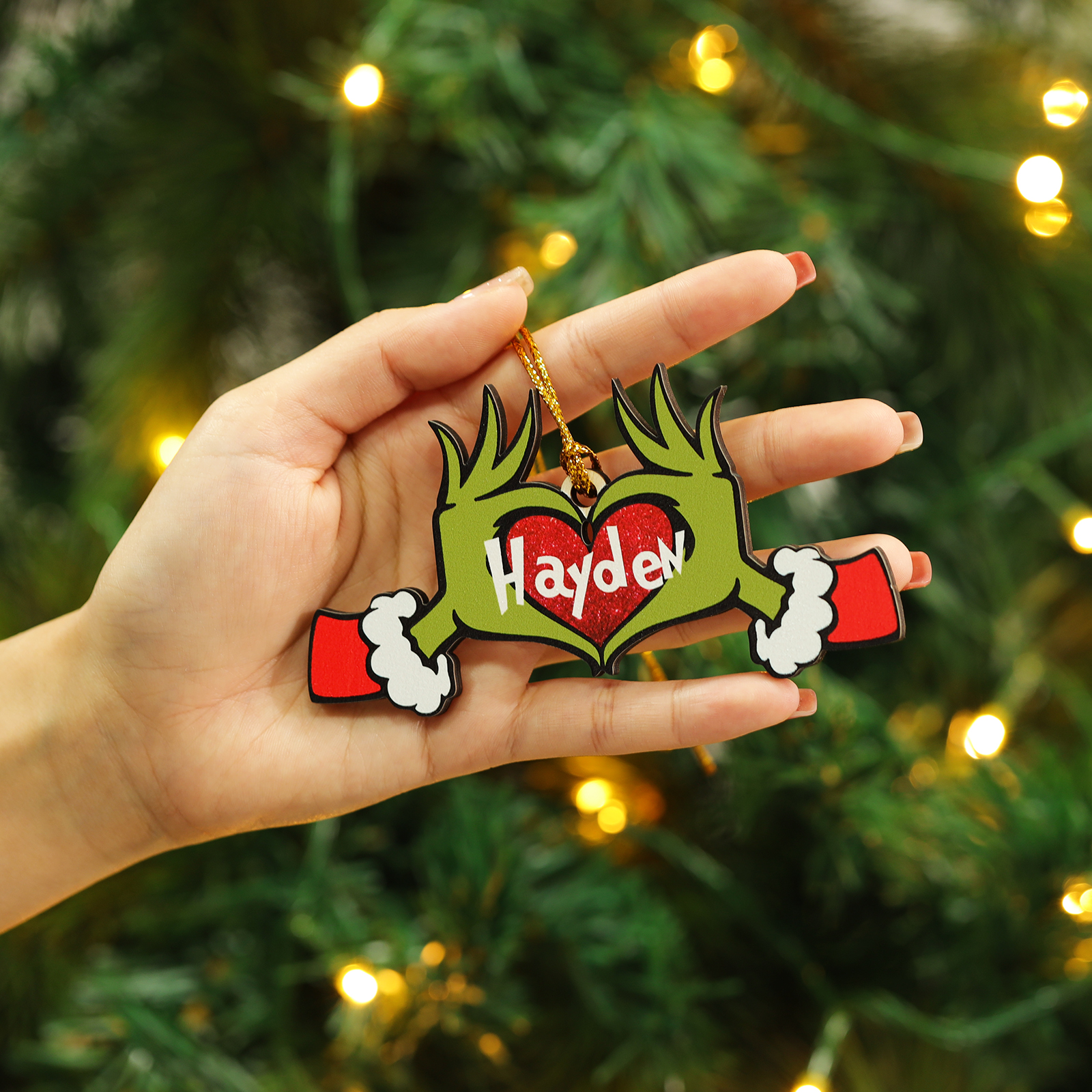 Navidad-Ornamentos Navideños de Madera la Mano Mágica 1 Nombre Personalizado