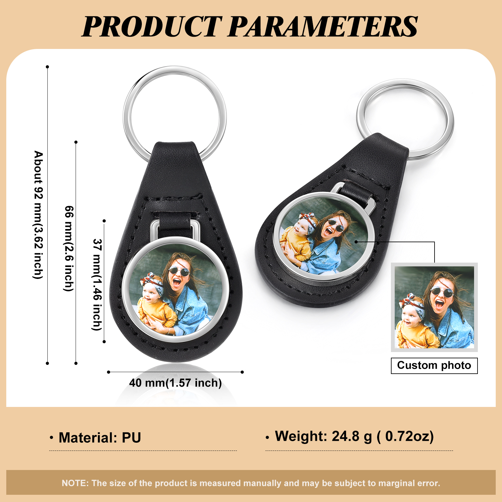 A mi mamá - Llavero de cuero personalizado con 1 foto-Jessemade ES