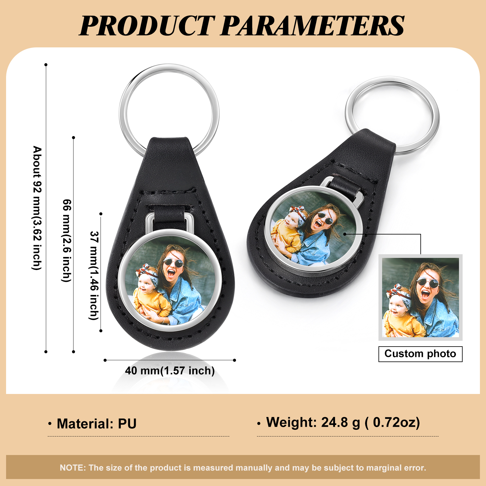 A mi mamá - Llavero de cuero personalizado con 1 foto-Jessemade ES