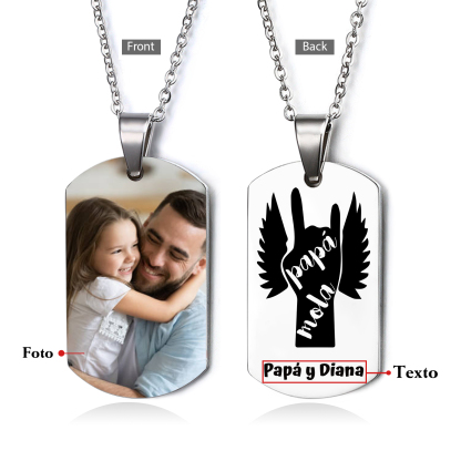 A MI PAPÁ-Collar "papá mola" de placa personalizada con texto y foto-Jessemade ES