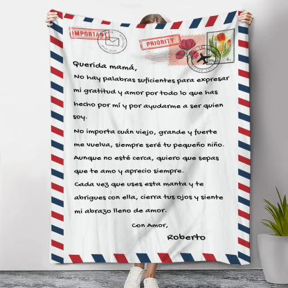 A mi mamá-Manta de buen calidad con frase amoroso y personalizada con 1 nombre-Jessemade ES
