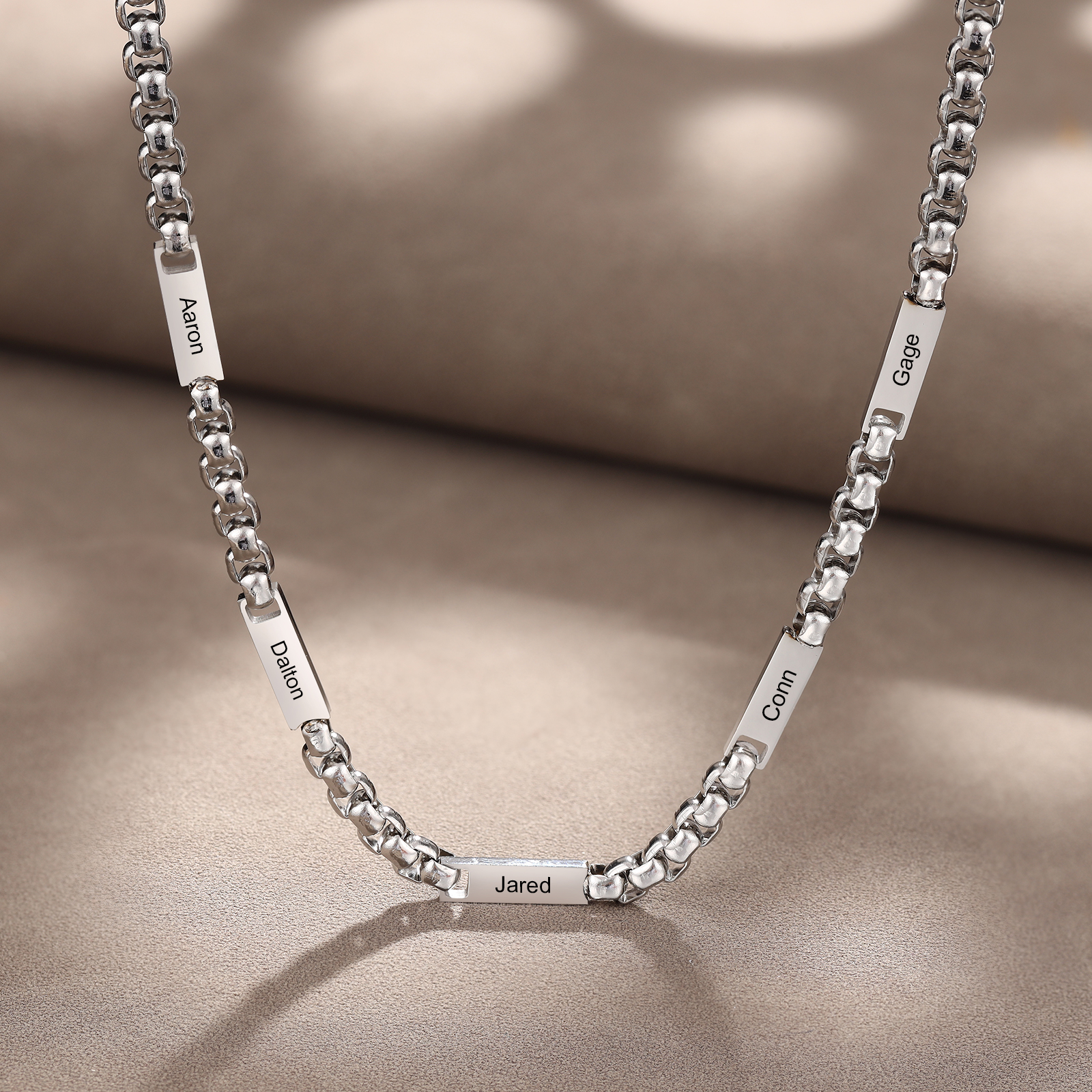 Collar de cadena personalizado con 1-5 nombres para hombre