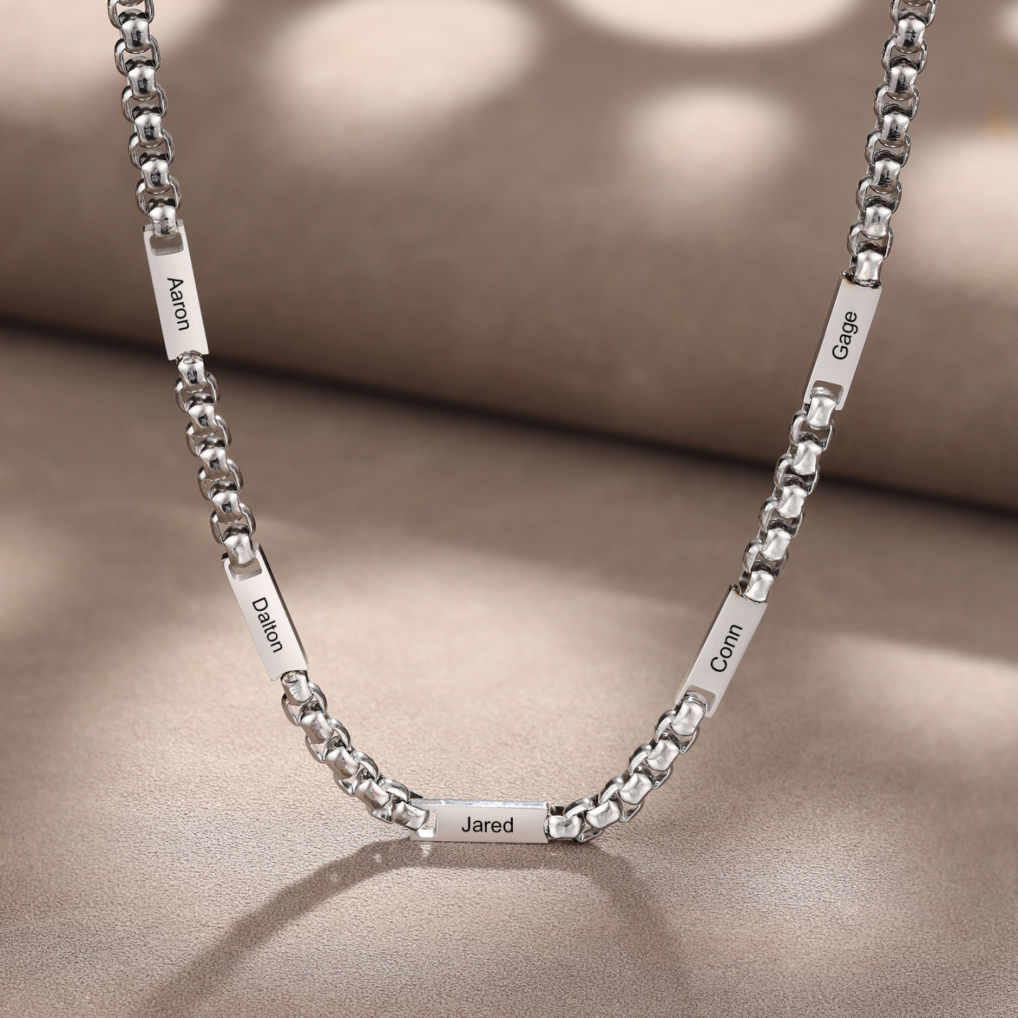 Collar de cadena personalizado con 1-5 nombres para hombre