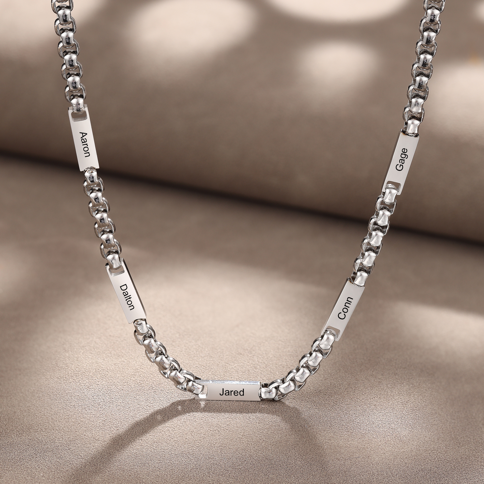Collar de cadena personalizado con 1-5 nombres para hombre