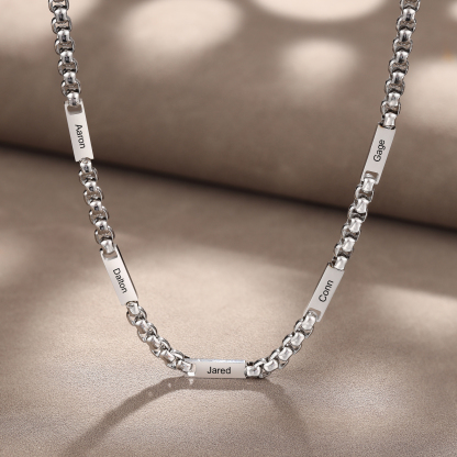 Collar de cadena personalizado con 1-5 nombres para hombre