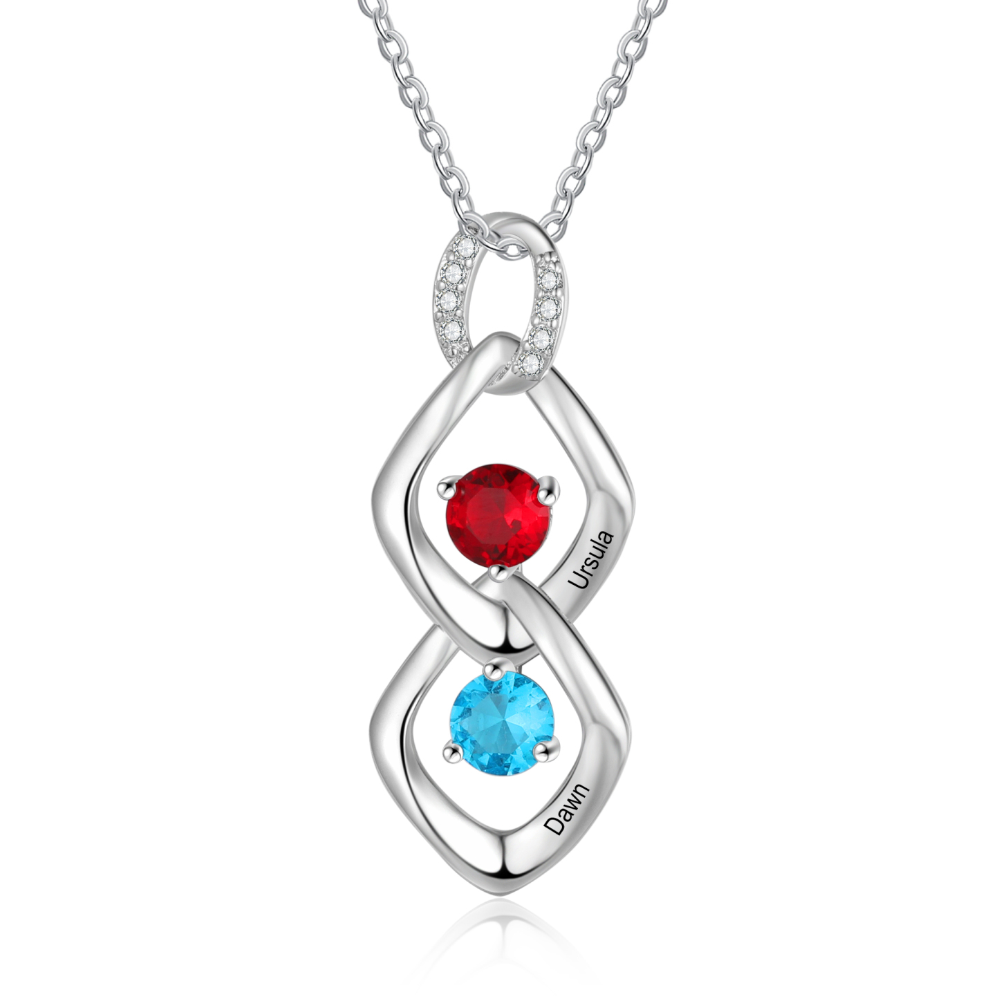 Collar de lazos con 2-5 nombres y piedras de nacimiento personalizados-Jessemade ES