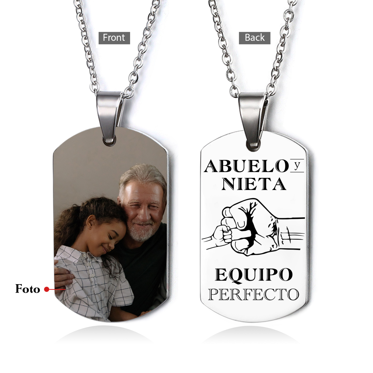 A MI ABUELO-Collar abuelo y nieta de placa personalizada con foto-Jessemade ES