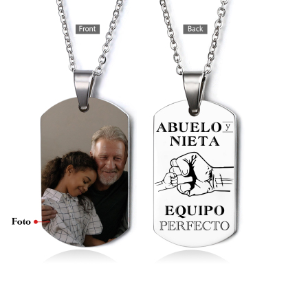 A MI ABUELO-Collar abuelo y nieta de placa personalizada con foto-Jessemade ES