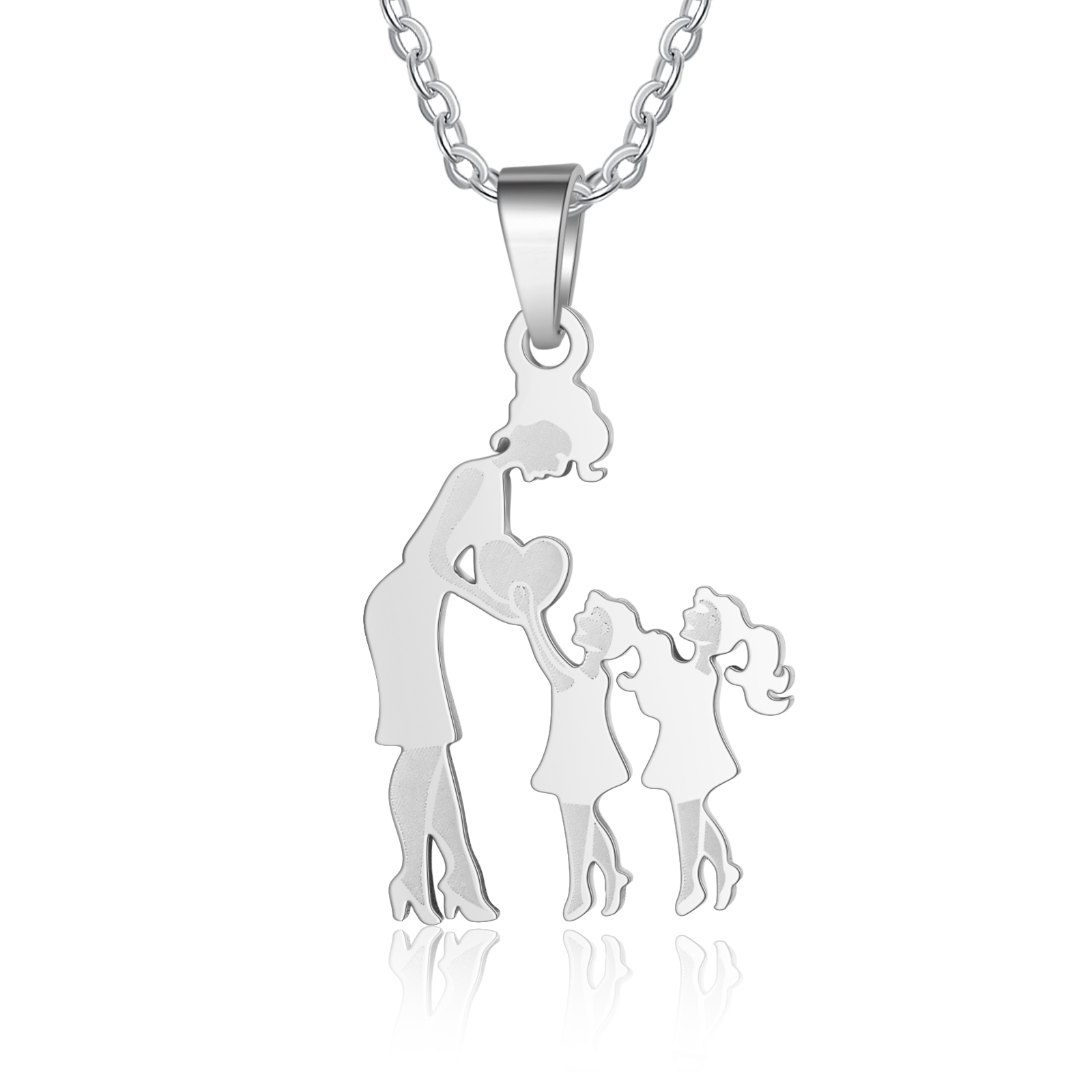 Collar con colgante de madre y dos hijos/hijas amor entre mamá y niños-Jessemade ES