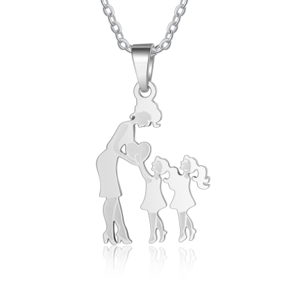 Collar con colgante de madre y dos hijos/hijas amor entre mamá y niños-Jessemade ES