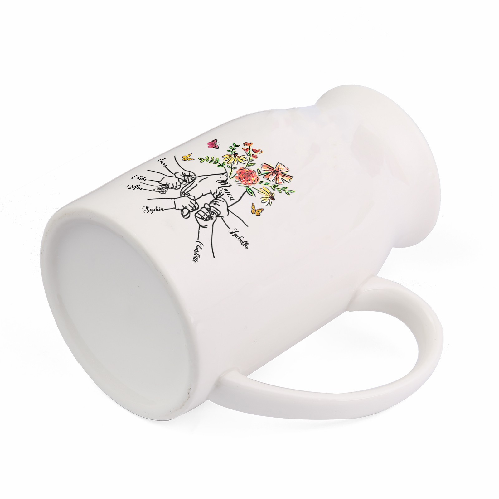 Florero de cerámica mano y manitos 2-8 nombres personalizados con texto decoración del hogar-Jessemade ES