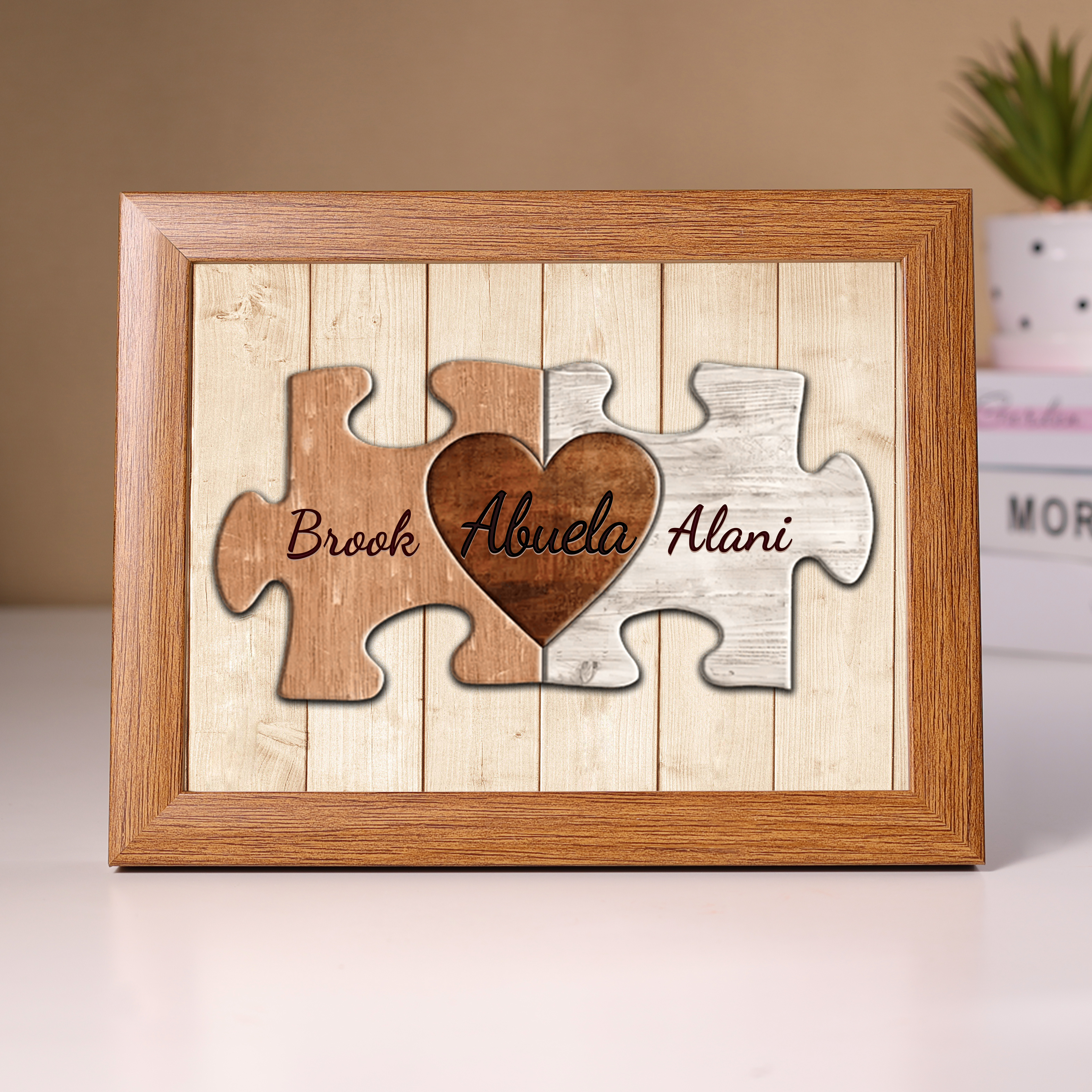 A mi abuela-Marco de 3-9 nombres personalizados rompecabezas de madera-Jessemade ES