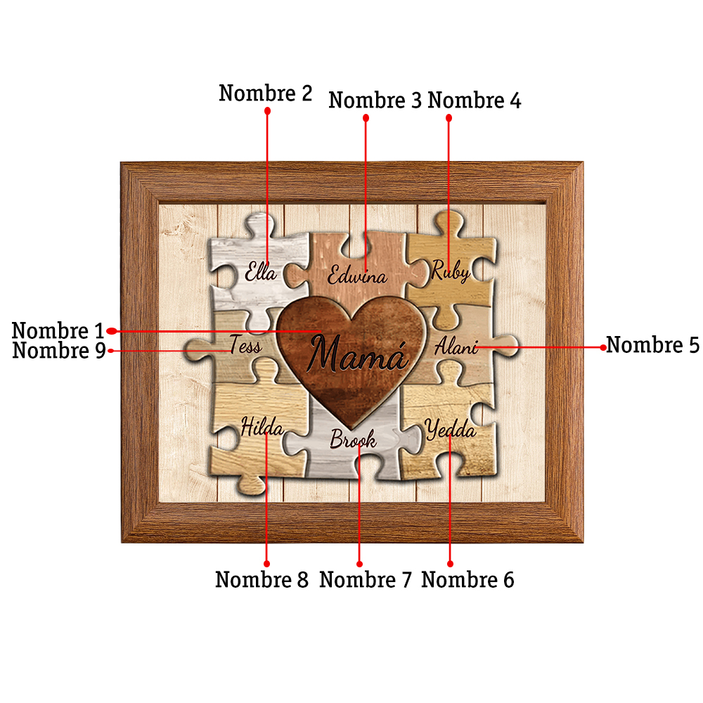 A mi abuela-Marco de 3-9 nombres personalizados rompecabezas de madera-Jessemade ES