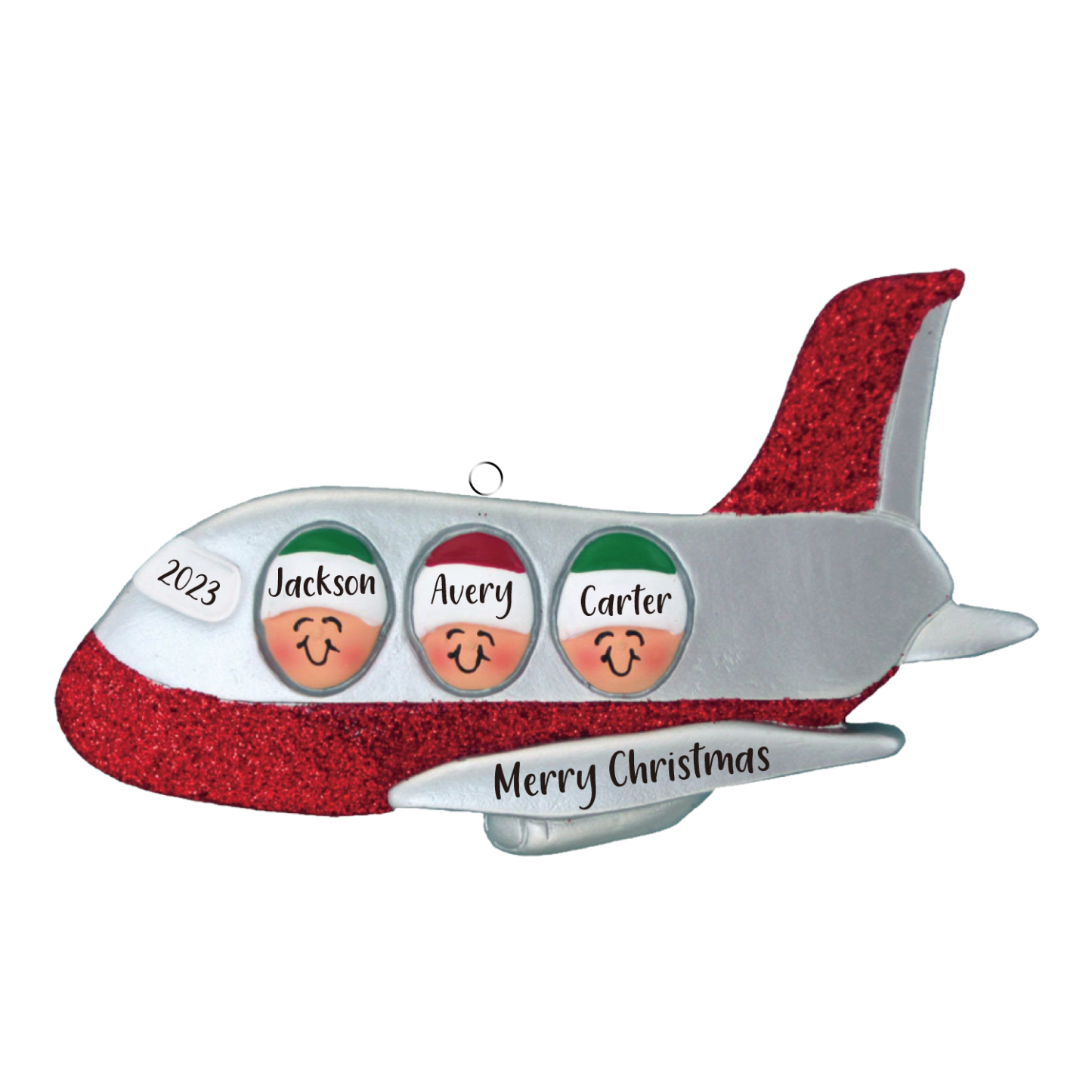 Navidad-Ornamento muñecos navideño de madera viaje en avión 3 nombres, 1 texto y 1 año personalizados adorno del árbol-Jessemade ES