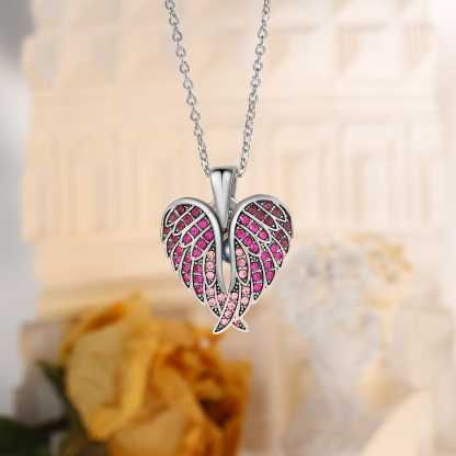 Collar de alas de ángel abiertas personalizado con 1 foto en proyección-Jessemade ES