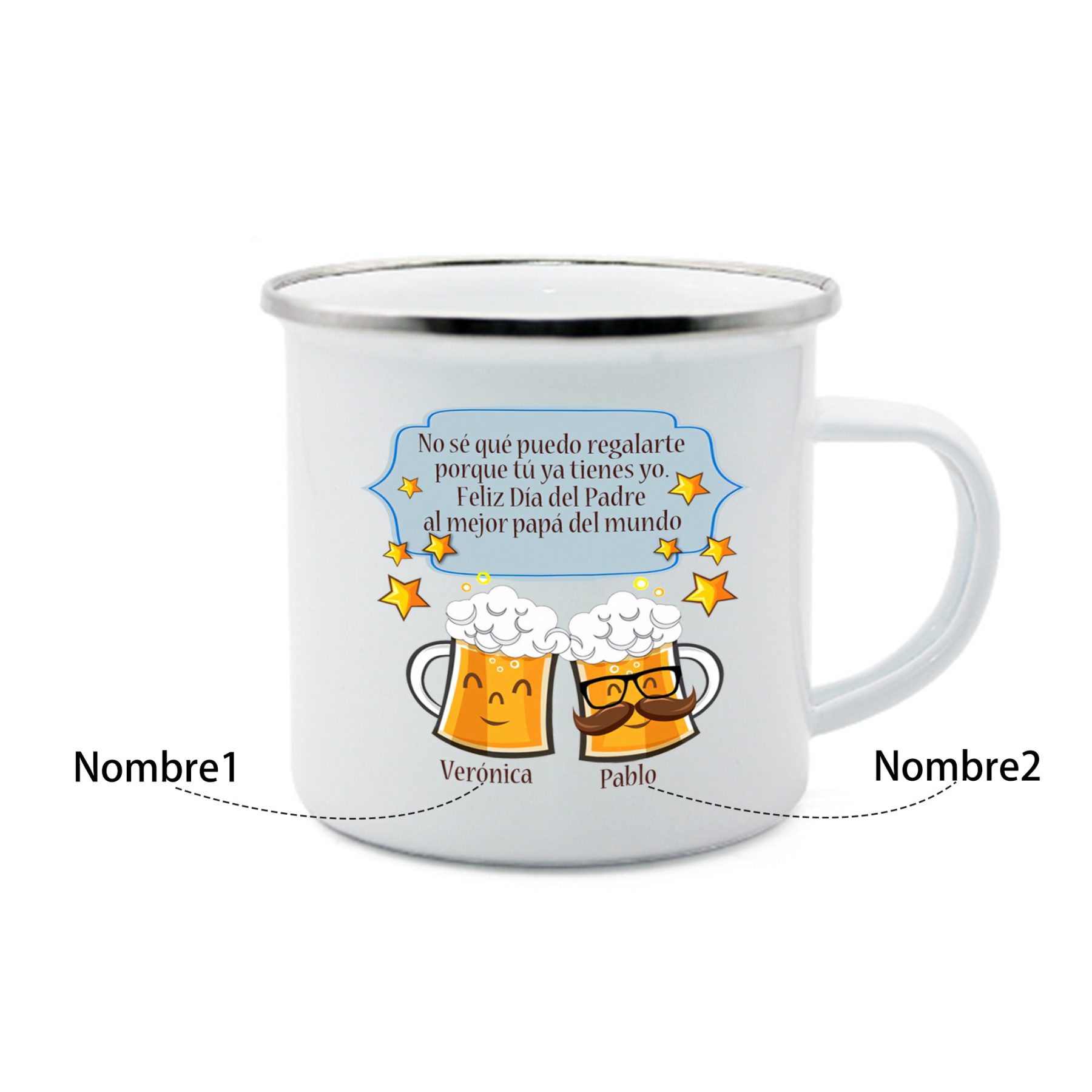 Taza para papá con 2 nombres personalizados-Jessemade ES
